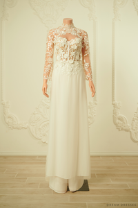 White Bridal Ao Dai | Modern Vietnamese Wedding Dress (#ELOISA) - Dream Dresses by P.M.N.