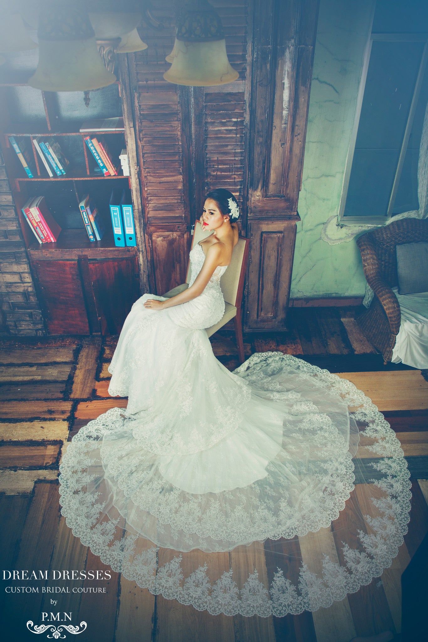 SAMPLE SALE/ Sweetheart Strapless Wedding Dress with Three Layer Long Train (# PB094) - Dream Dresses by P.M.N
 - 6