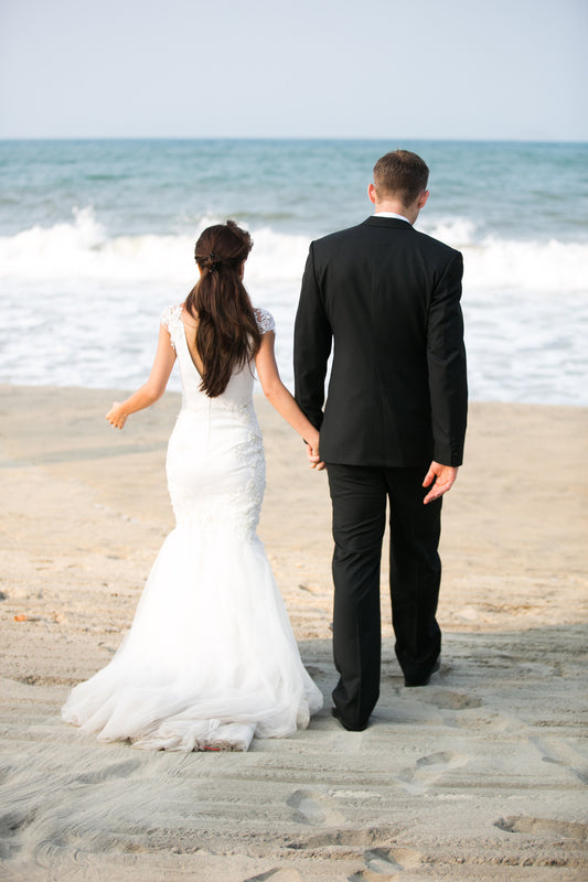 Custom Made Mermaid Wedding Dress With V-Deep Neckline (Style #PB157) - Dream Dresses by P.M.N
 - 1