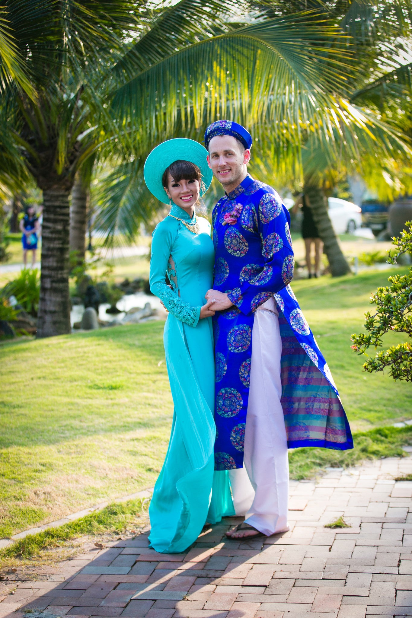 Clothing Ao Dai For Sale Online Wedding Couple Blue Ao Dai Silk