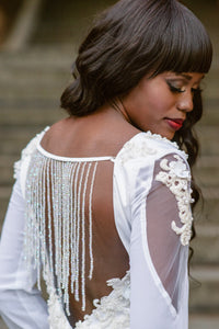 SAMPLE SALE/ Silk Wedding Dress With Deep V-Neck (#SS16100) - Dream Dresses by P.M.N
 - 5