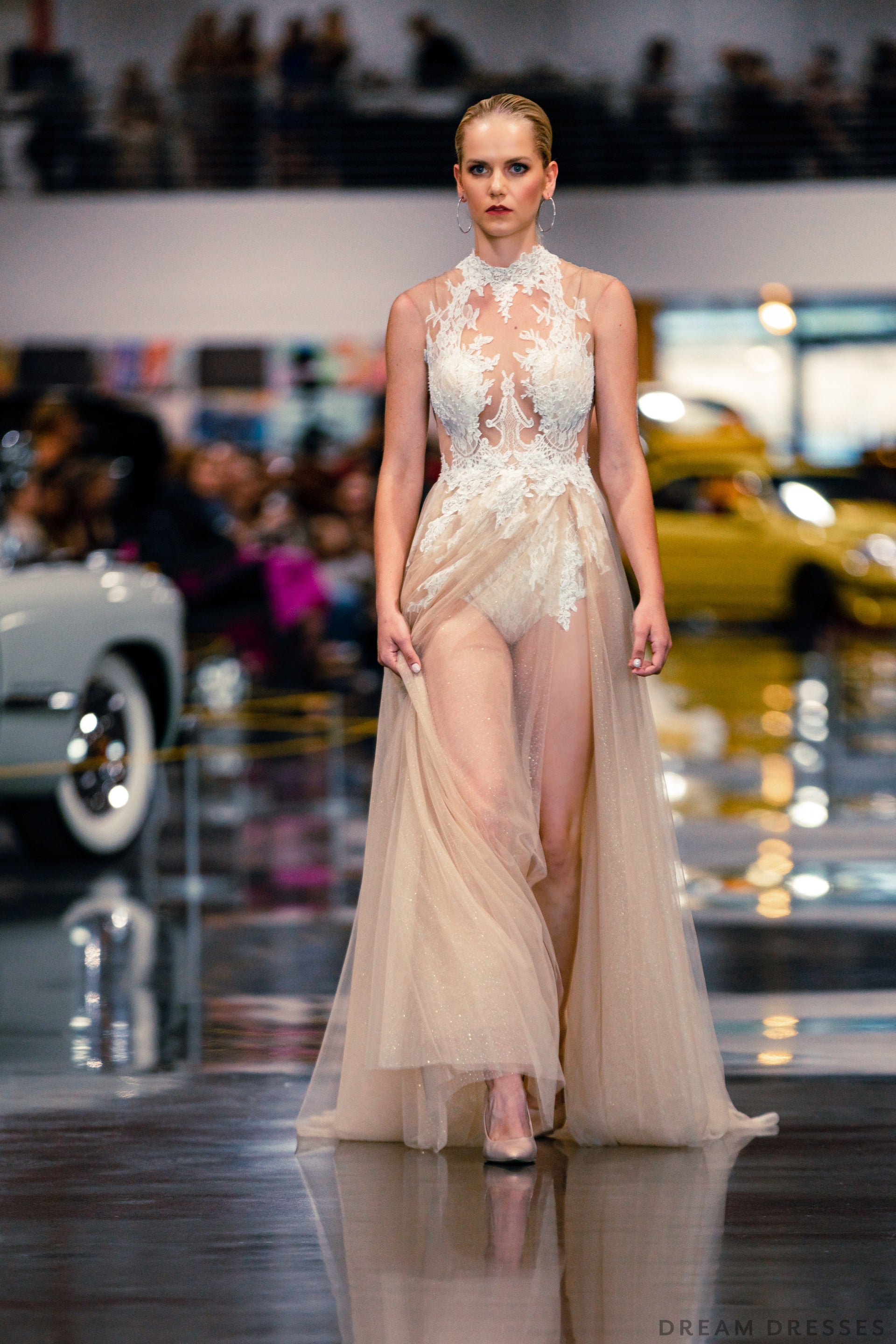 Lace Bridal Bodysuit with Side Slit (#Galina ) - Dream Dresses by P.M.N.