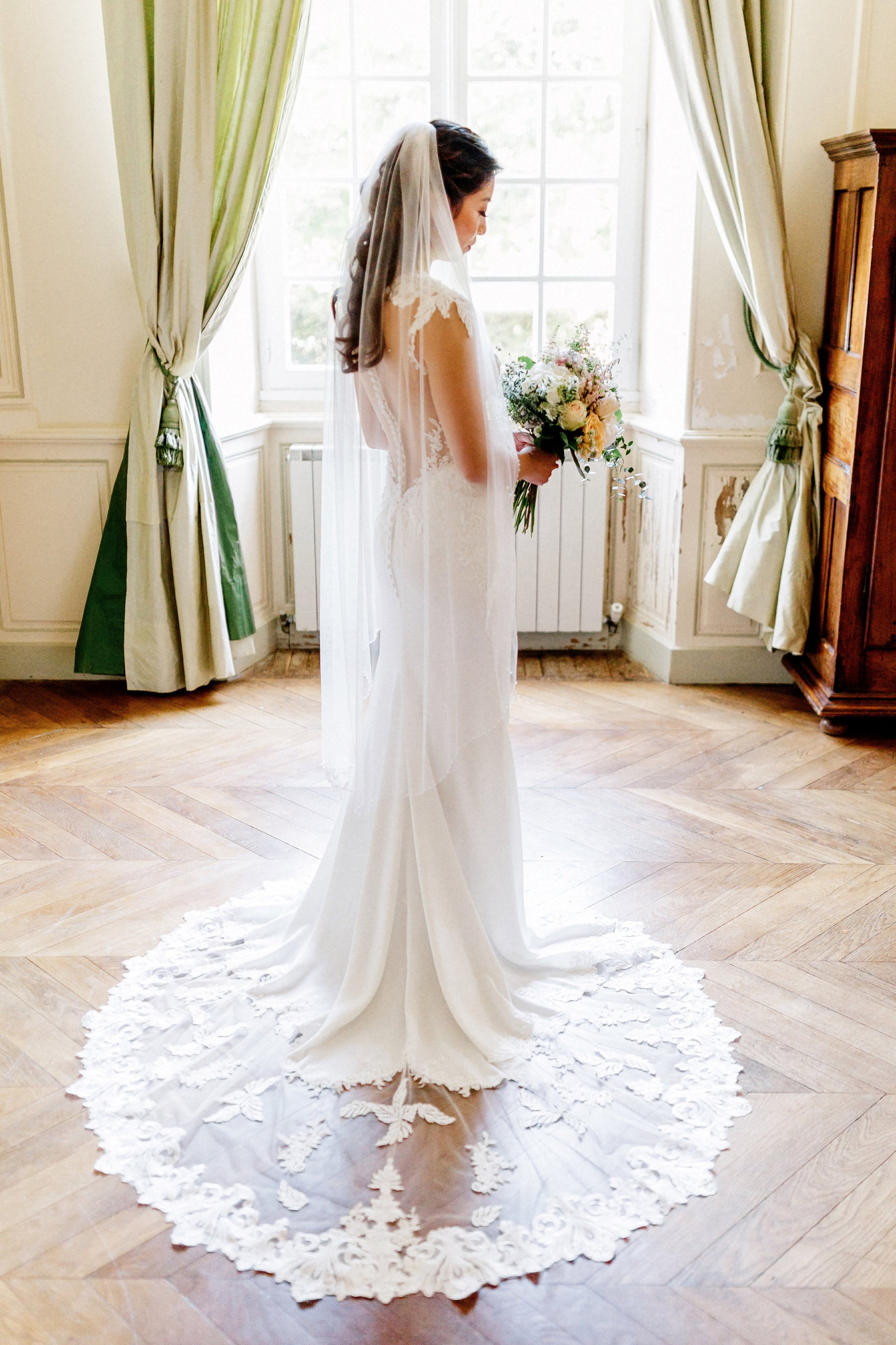 Crepe and Lace Wedding Dress (#Jeanna) - Dream Dresses by P.M.N.