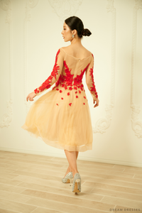 Short Red Dress with Embroidery (#NICOLETTA) - Dream Dresses by P.M.N.