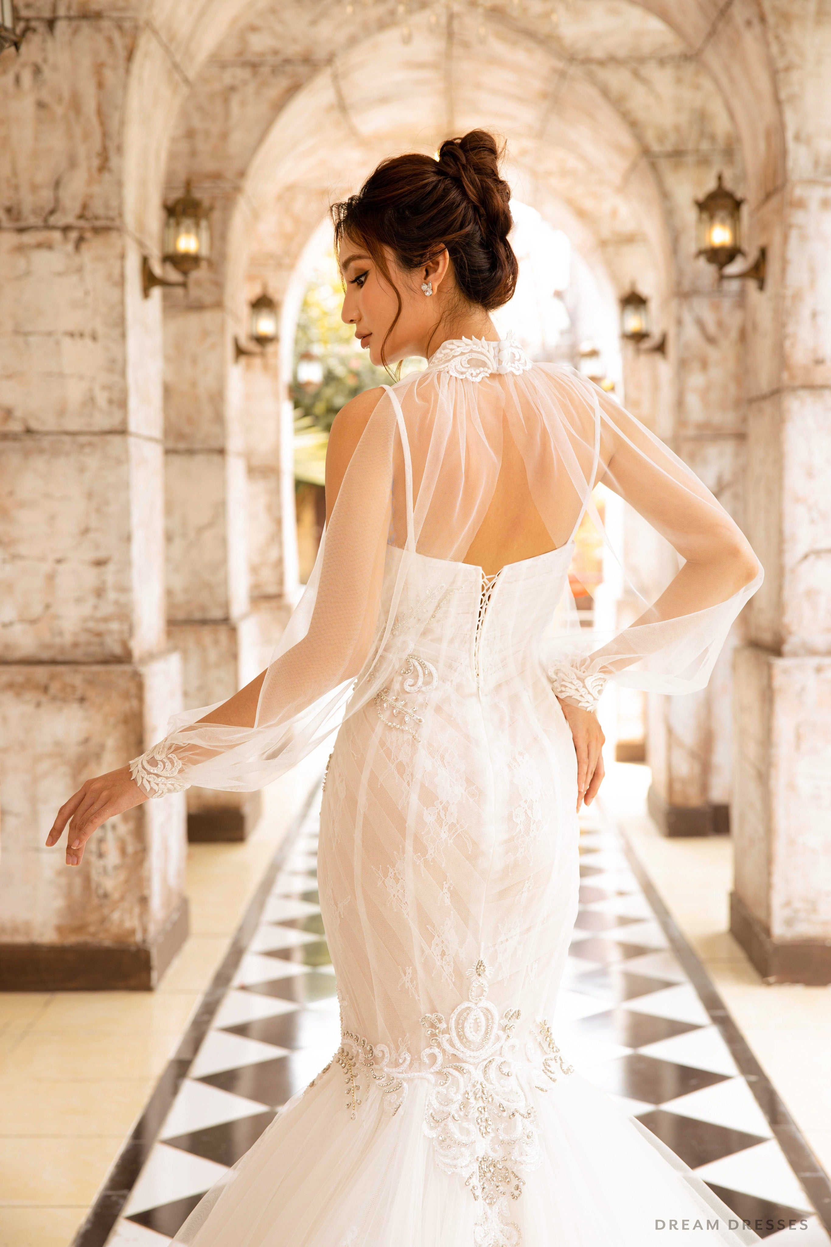 DreamDress By PMN Brenna Bolero Wedding Cape Soft Tulle Lace On Collar & Cuffs Slits On Sleeves | Size: 22 DreamDress By PMN Brenna Bolero Wedding Cape Soft Tulle Lace On Collar & Cuffs Slits On Sleeves | Size: 22