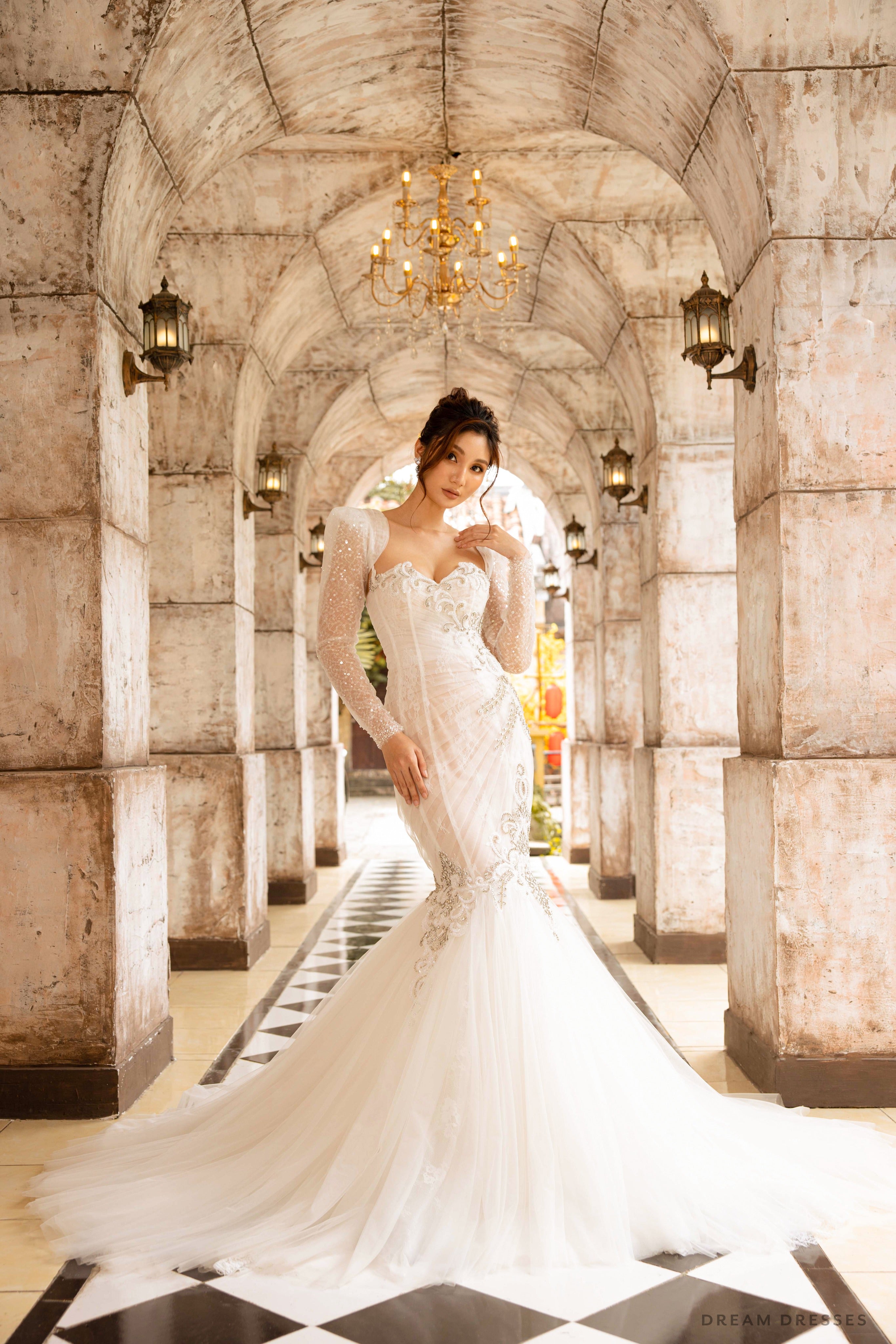 Detachable Bridal Long Sleeves with Sequins & Pearls Amanda Detachable Bridal Long Sleeves with Sequins & Pearls Amanda