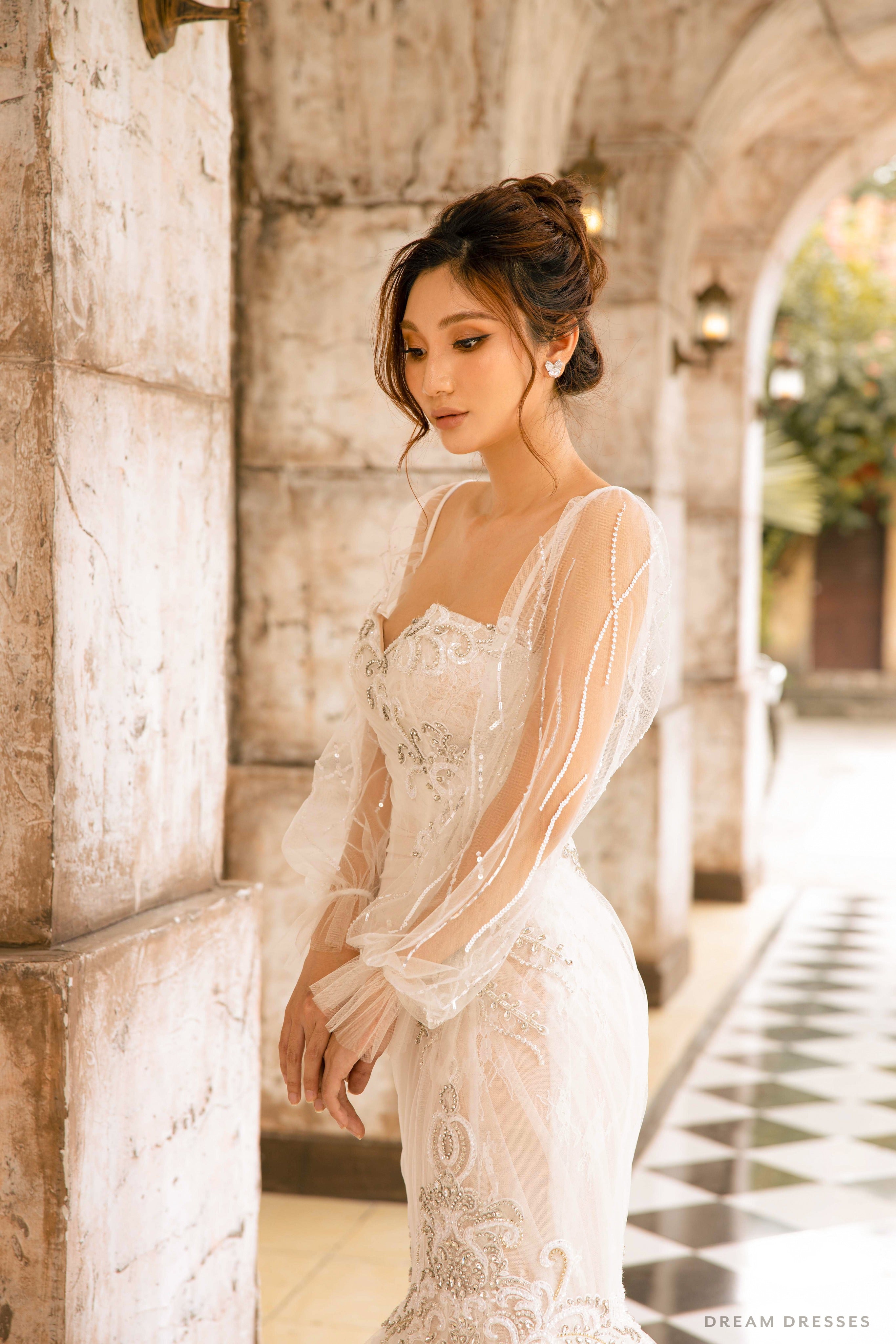 Removable Bridal Long Sleeves with Embellishments (#MARTHA)