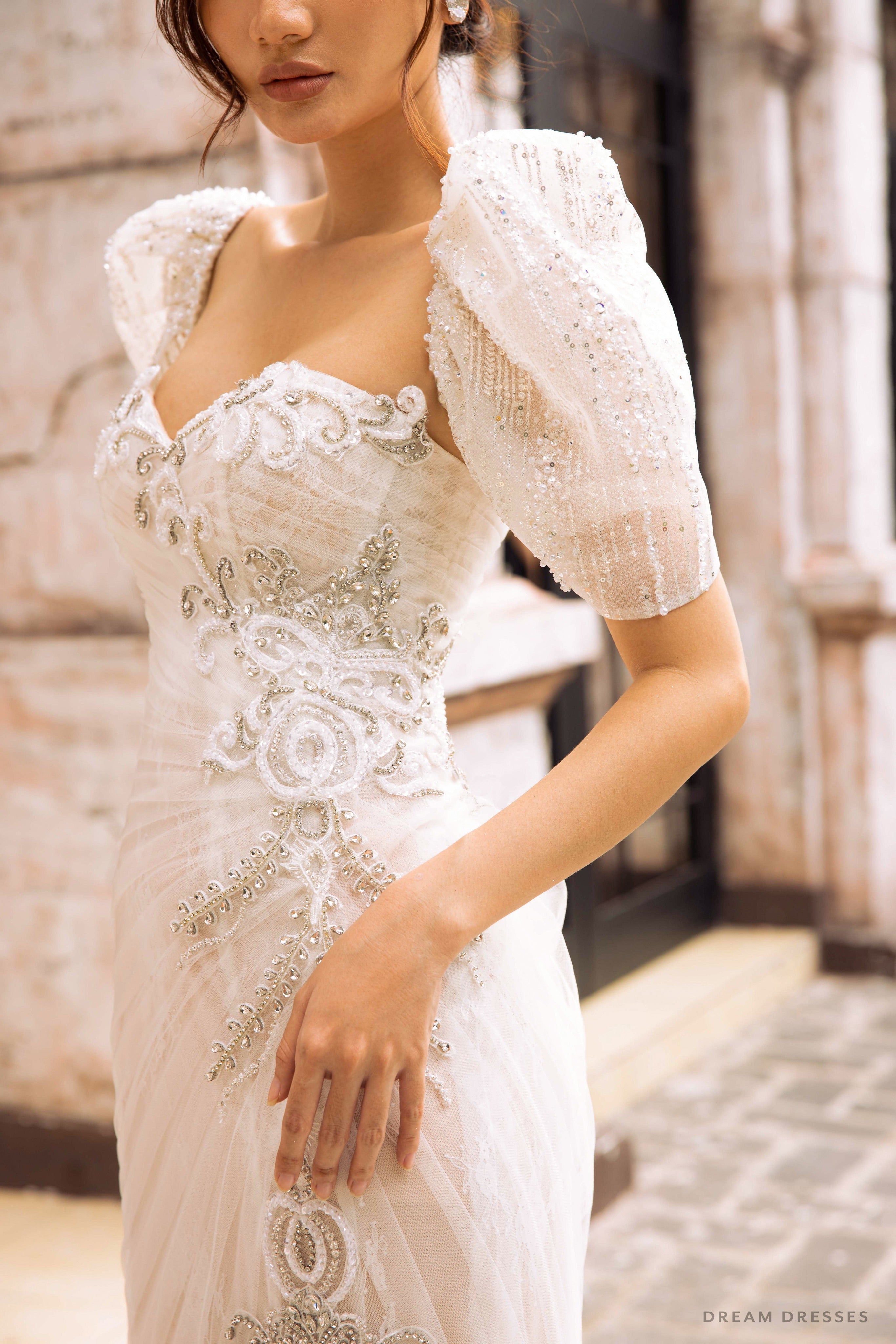 DreamDress By PMN Serena Wedding Cape Detachable Short Beaded Sleeves Soft Tulle | Size: 24 DreamDress By PMN Serena Wedding Cape Detachable Short Beaded Sleeves Soft Tulle | Size: 24