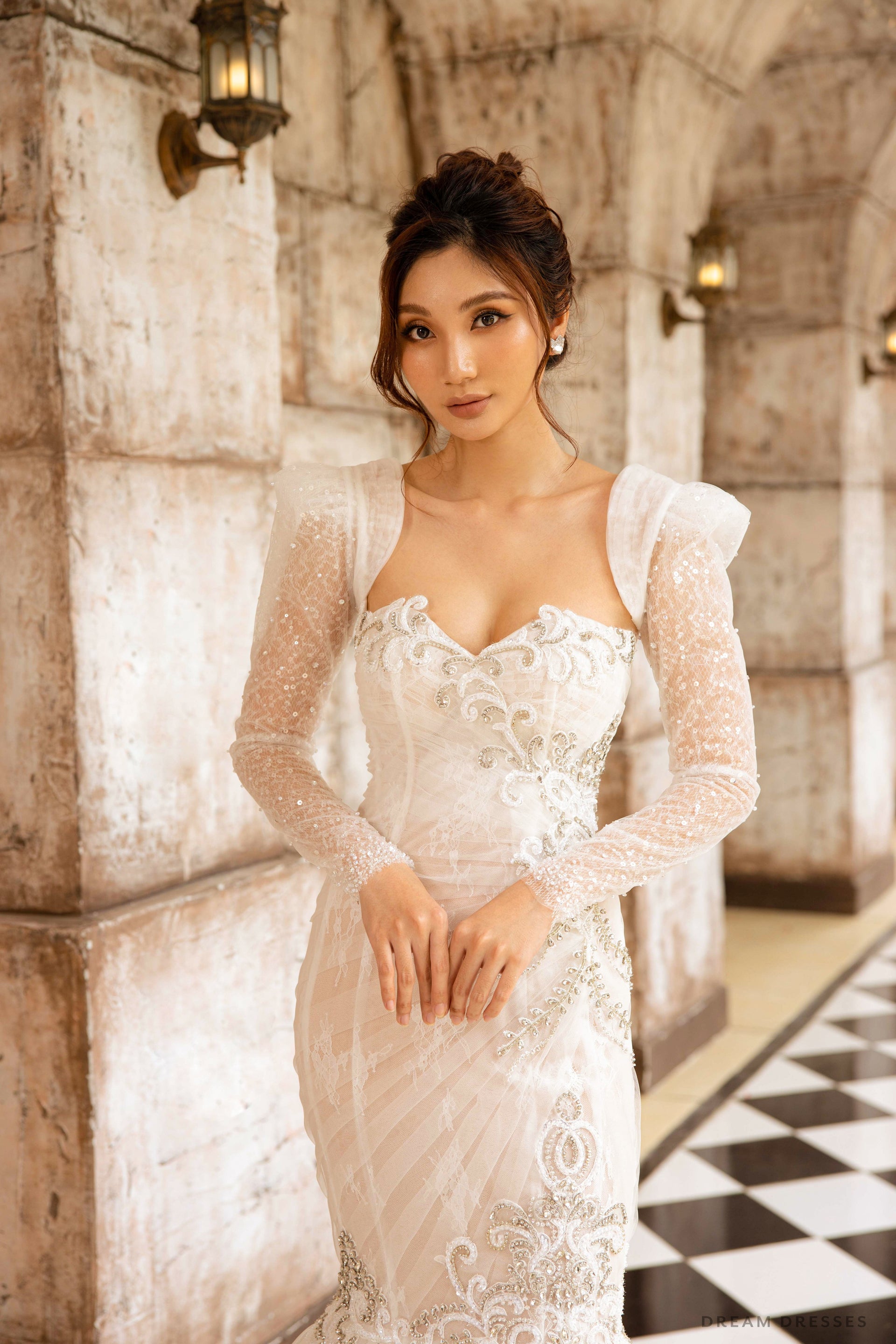 Detachable Bridal Long Sleeves with Sequins and Pearls (#AMANDA) - Dream Dresses by P.M.N.