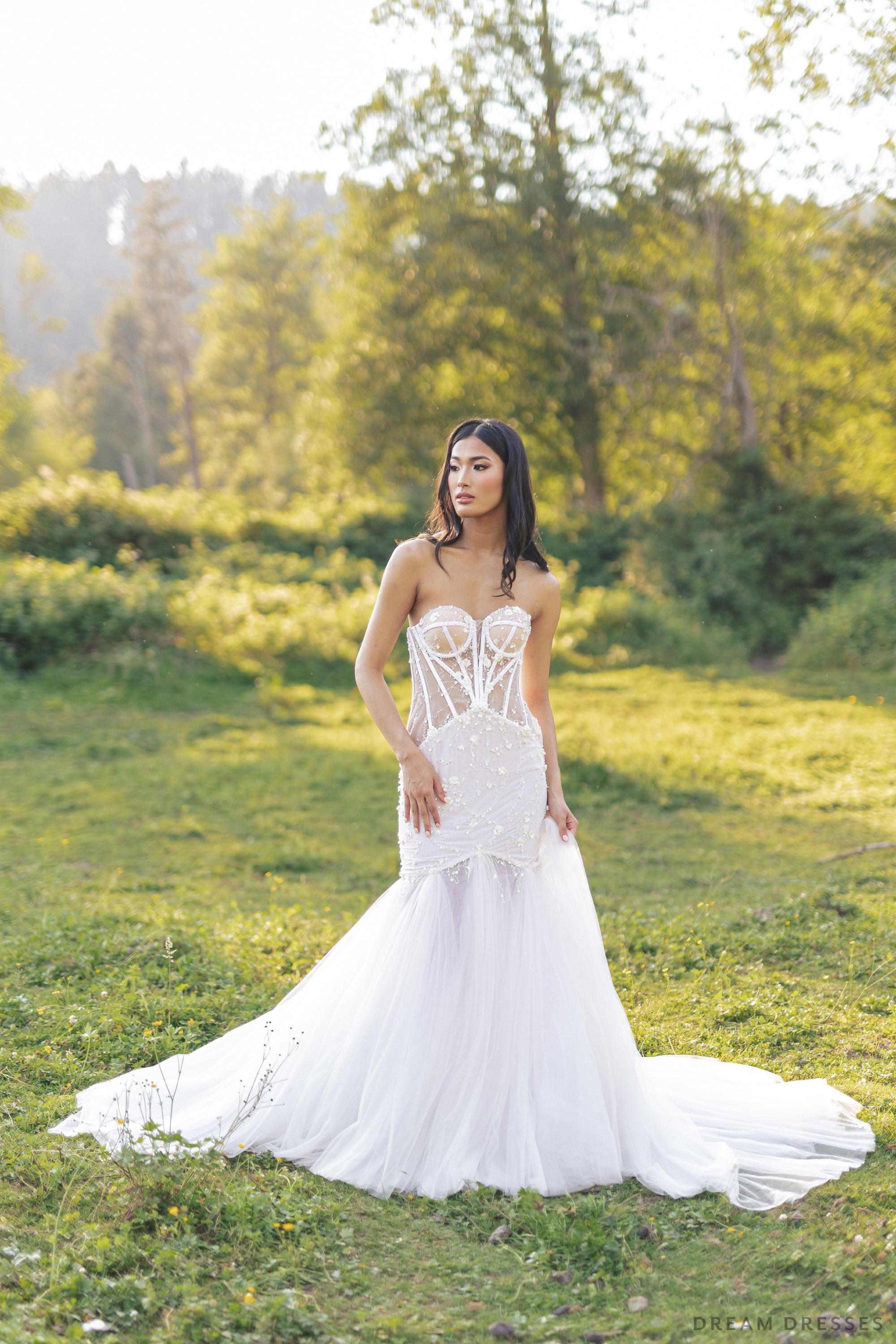 Mermaid Wedding Gown with Corset Bodice (#VELIA)