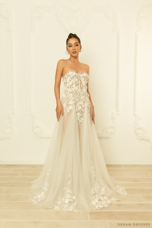 Lace Strapless Wedding Gown (#MIA) - Dream Dresses by P.M.N.