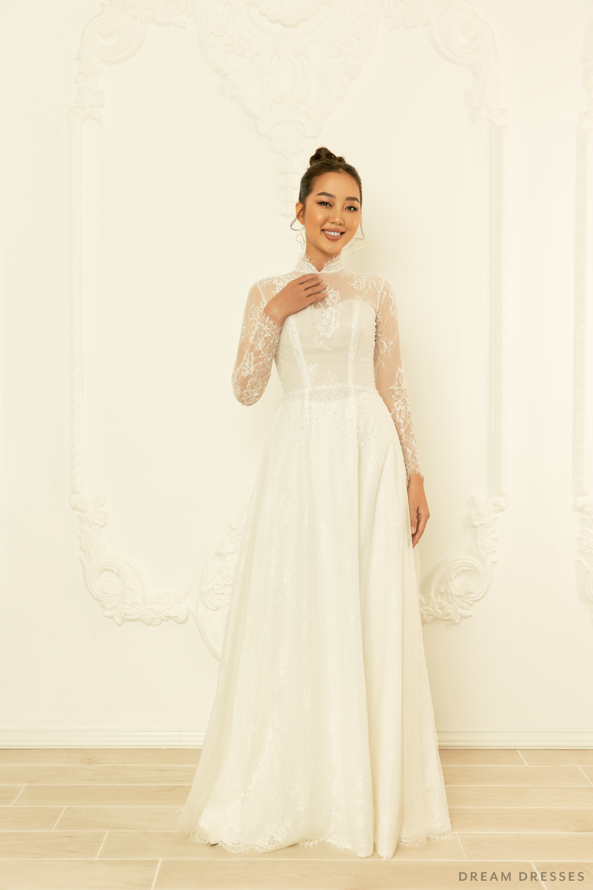 White ao dai wedding cheap