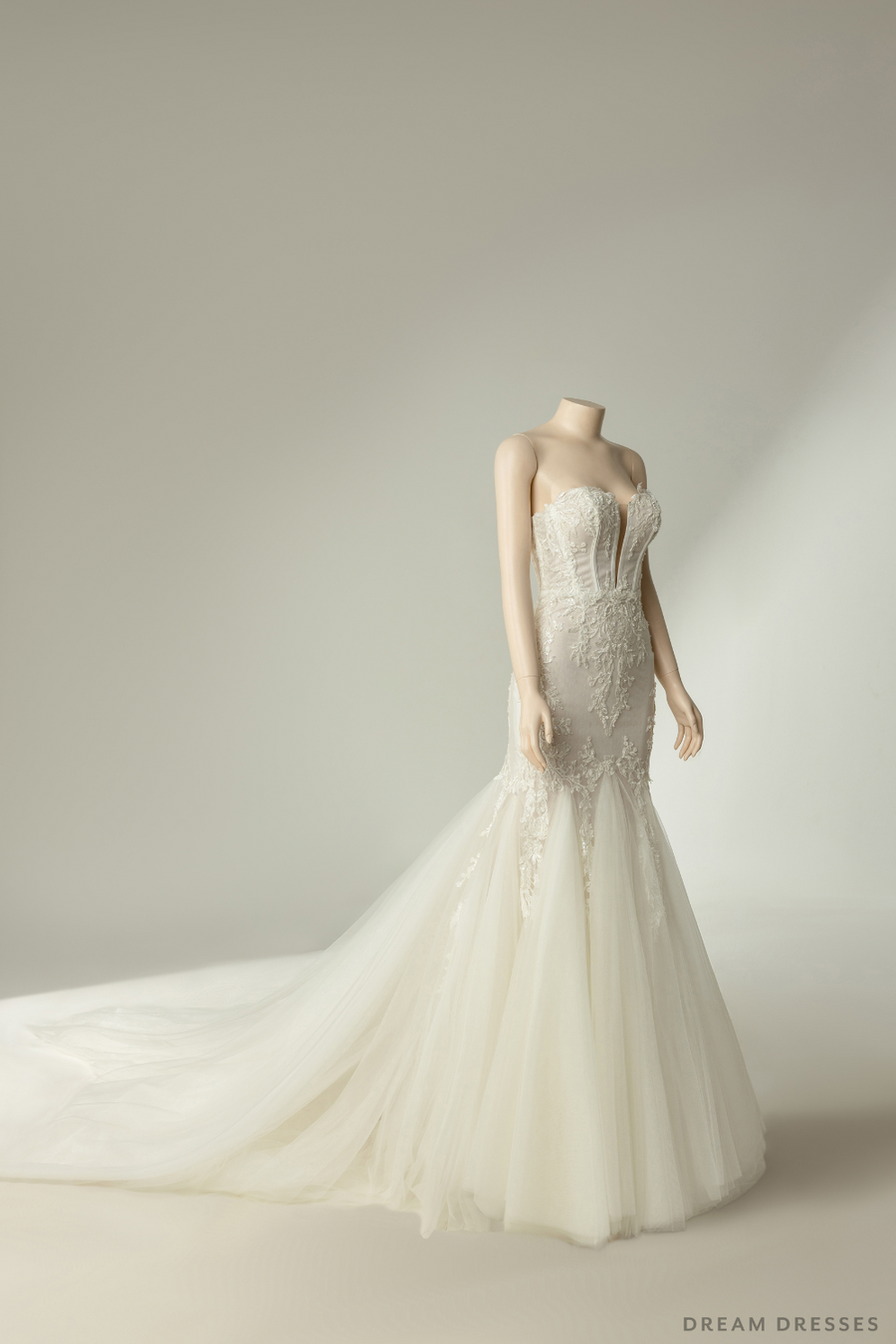 Couture Mermaid Wedding Dress with Sheer Back (#CALISTA) - Dream Dresses by P.M.N.