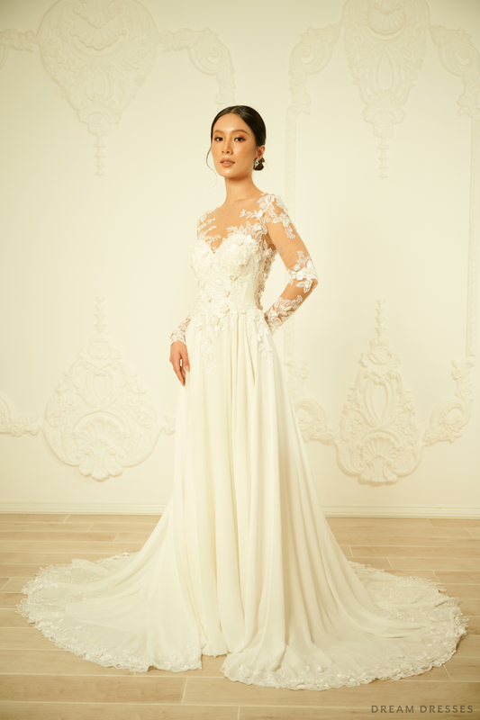 A-line Chiffon Wedding Dress (#CATERINA) - Dream Dresses by P.M.N.
