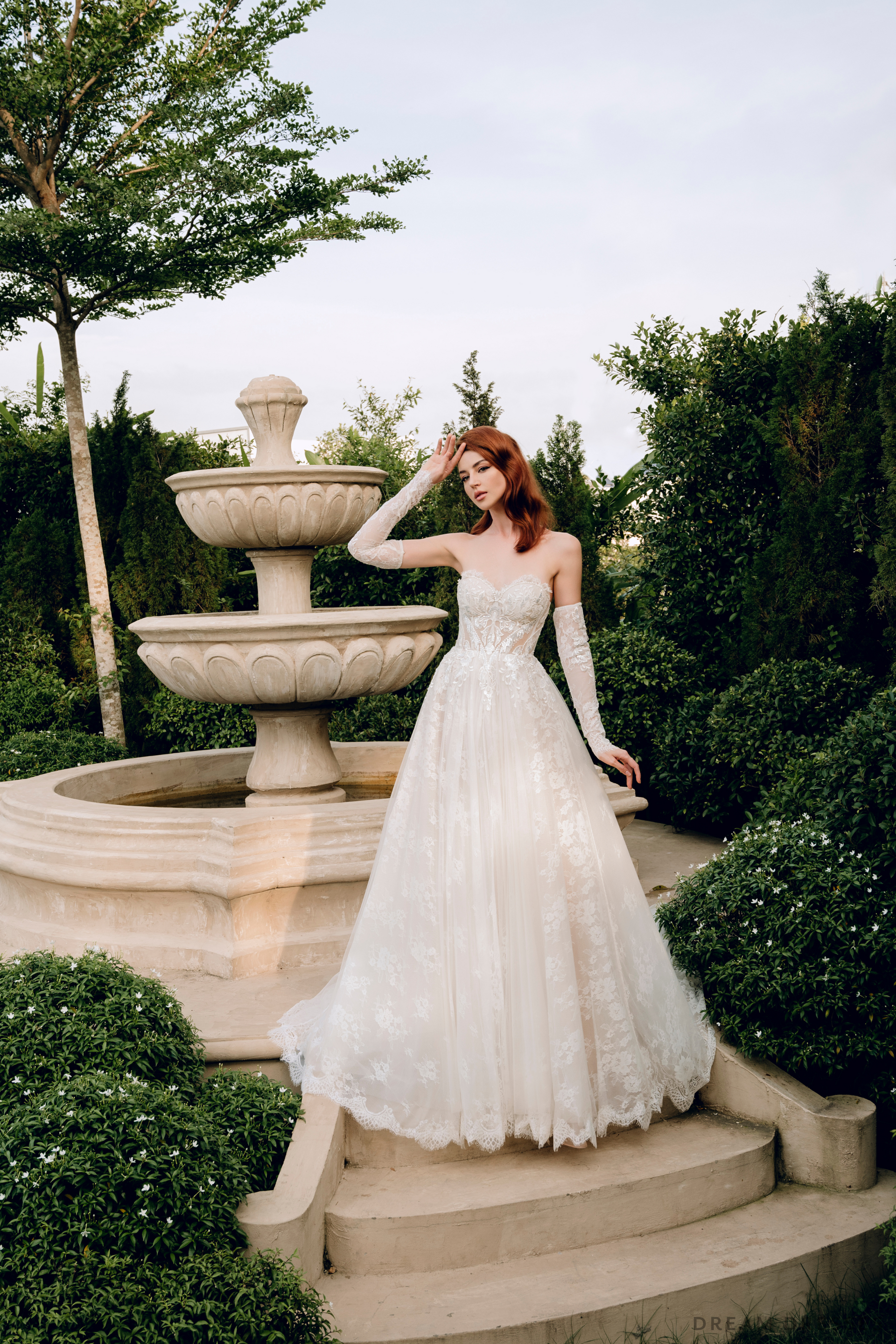 Strapless Lace Ball Gown with Detachable Sleeves (#DANIELA) - Dream Dresses by P.M.N.