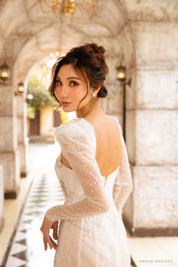 Detachable Bridal Long Sleeves with Sequins and Pearls (#AMANDA) - Dream Dresses by P.M.N.