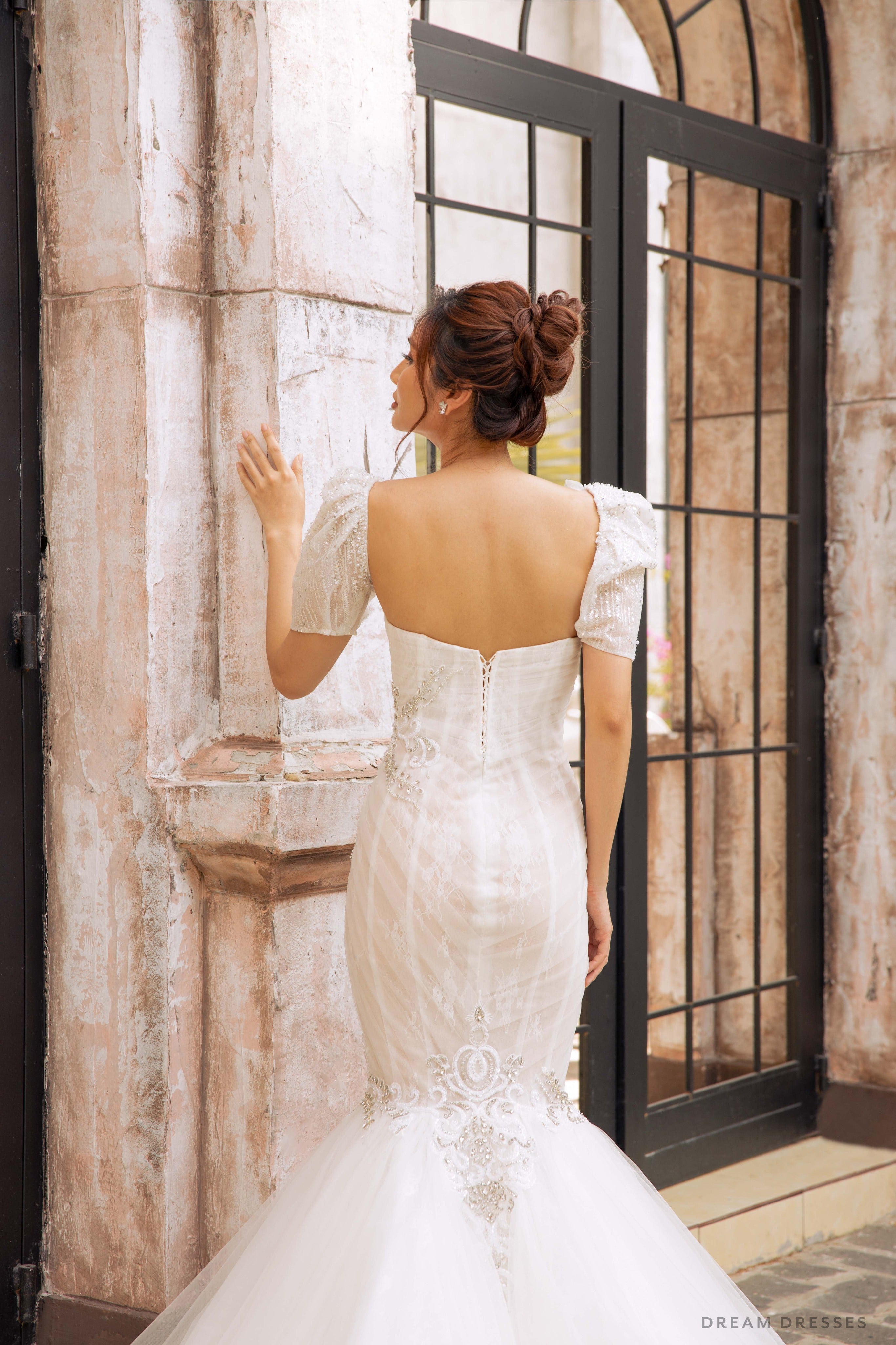 DreamDress By PMN Serena Wedding Cape Detachable Short Beaded Sleeves Soft Tulle DreamDress By PMN Serena Wedding Cape Detachable Short Beaded Sleeves Soft Tulle