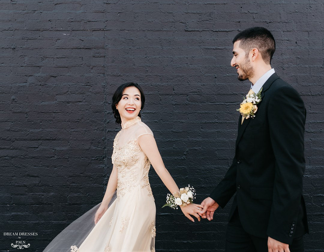 Gold Bridal Ao Dai | Custom Made Vietnamese Bridal Dress (#FLORENCE) - Dream Dresses by P.M.N.