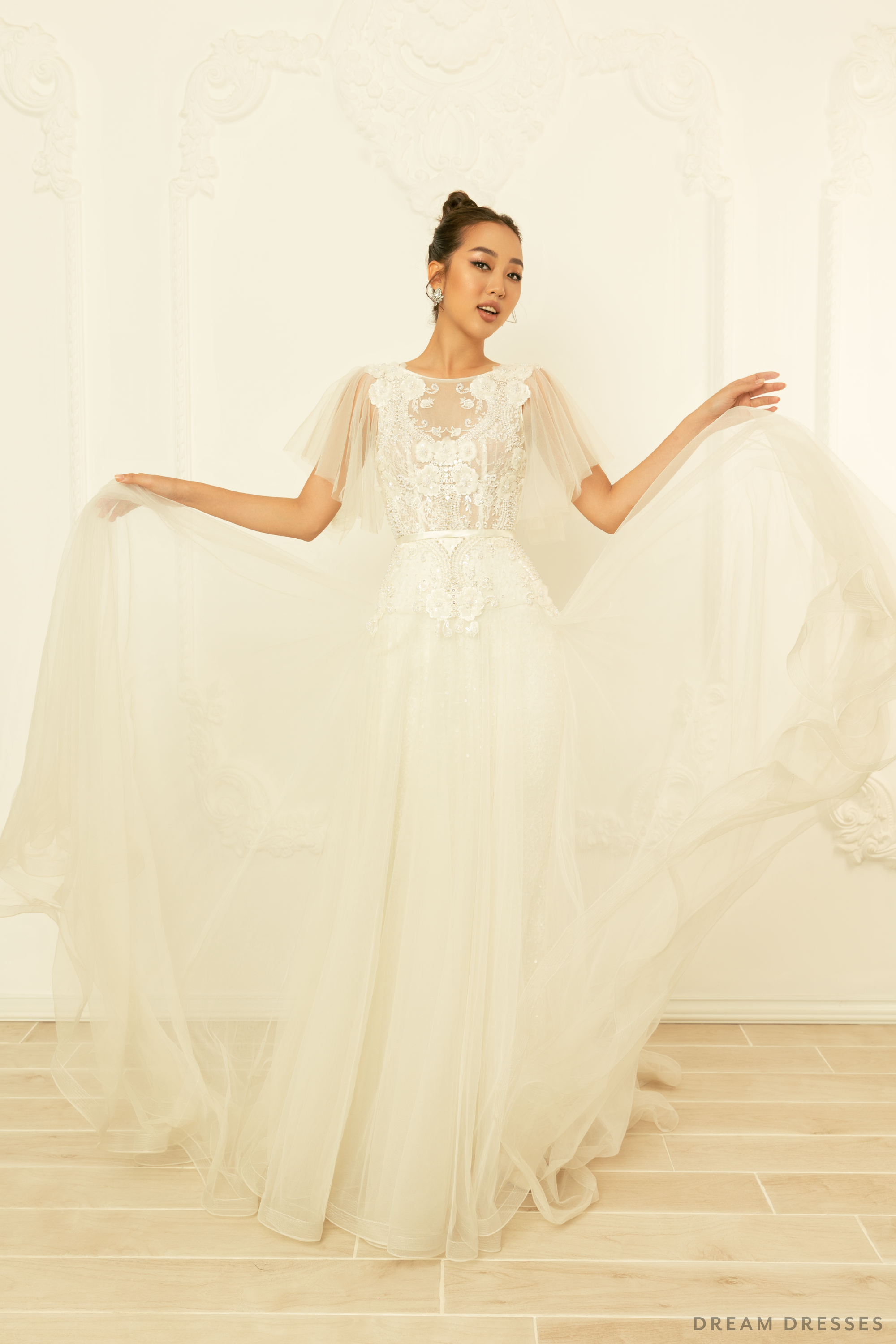 Tulle A-Line Wedding Dress with Floral Lace | Norah Tulle A-Line Wedding Dress with Floral Lace | Norah