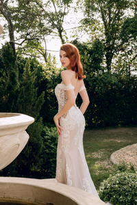 Blush Mermaid Wedding Dress with Removable Overskirt (#BELVA) - Dream Dresses by P.M.N.