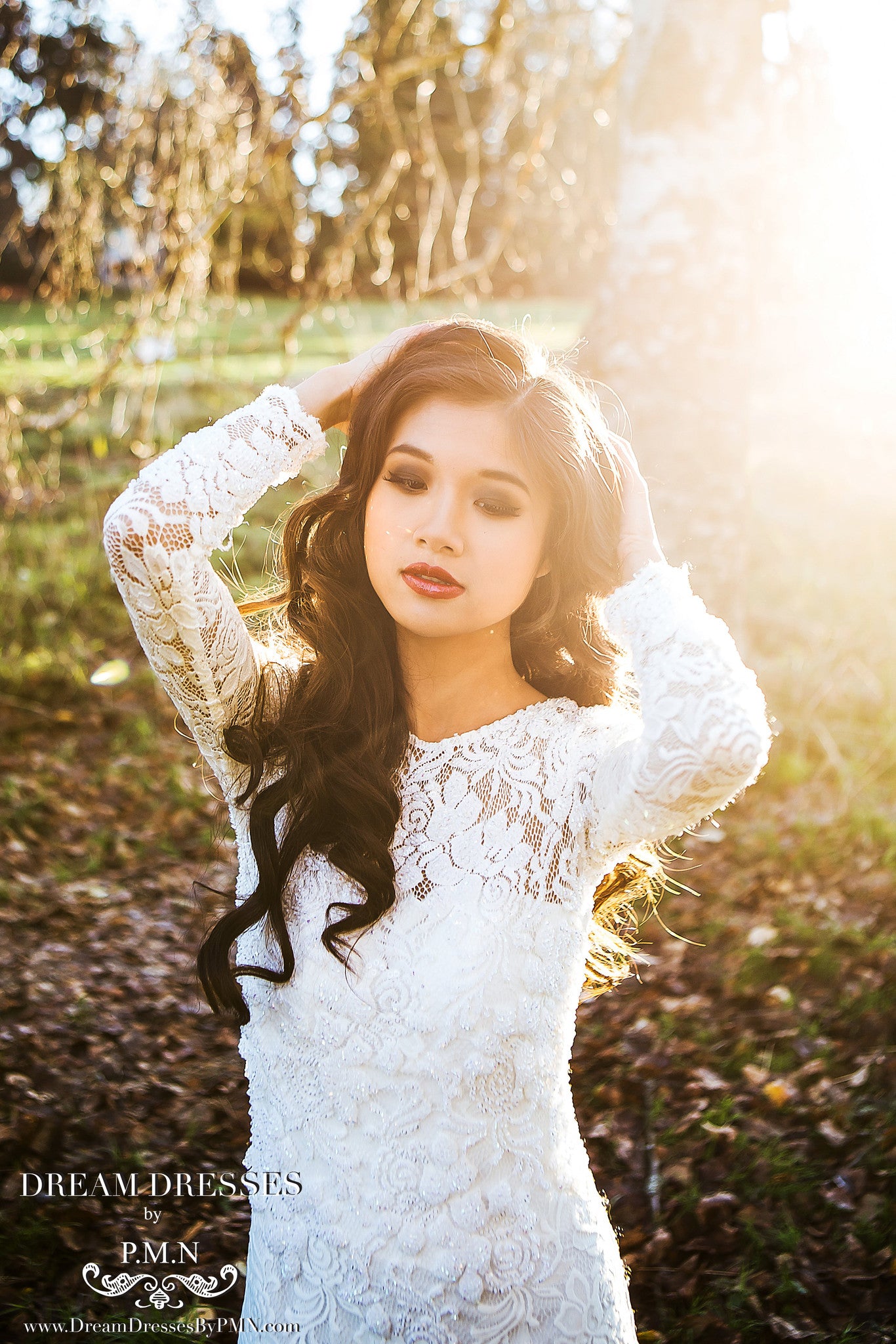 Long Sleeve All Over Lace Wedding Dress (#SS16108) - Dream Dresses by P.M.N
 - 3