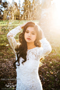 Long Sleeve All Over Lace Wedding Dress (#SS16108) - Dream Dresses by P.M.N
 - 3
