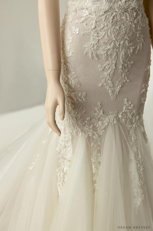 Couture Mermaid Wedding Dress with Sheer Back (#CALISTA) - Dream Dresses by P.M.N.