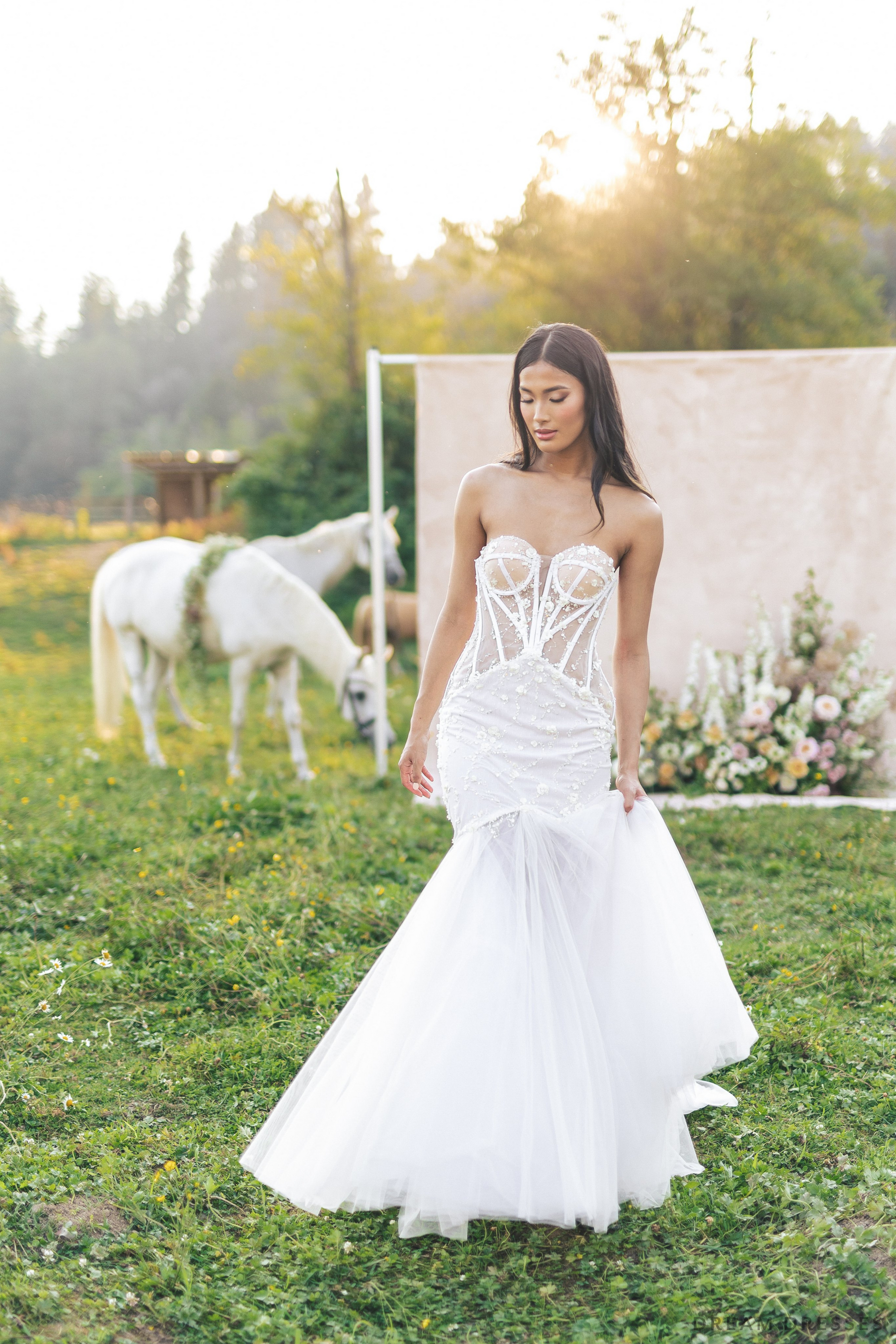 Mermaid Wedding Gown with Corset Bodice (#VELIA) - Dream Dresses by P.M.N.