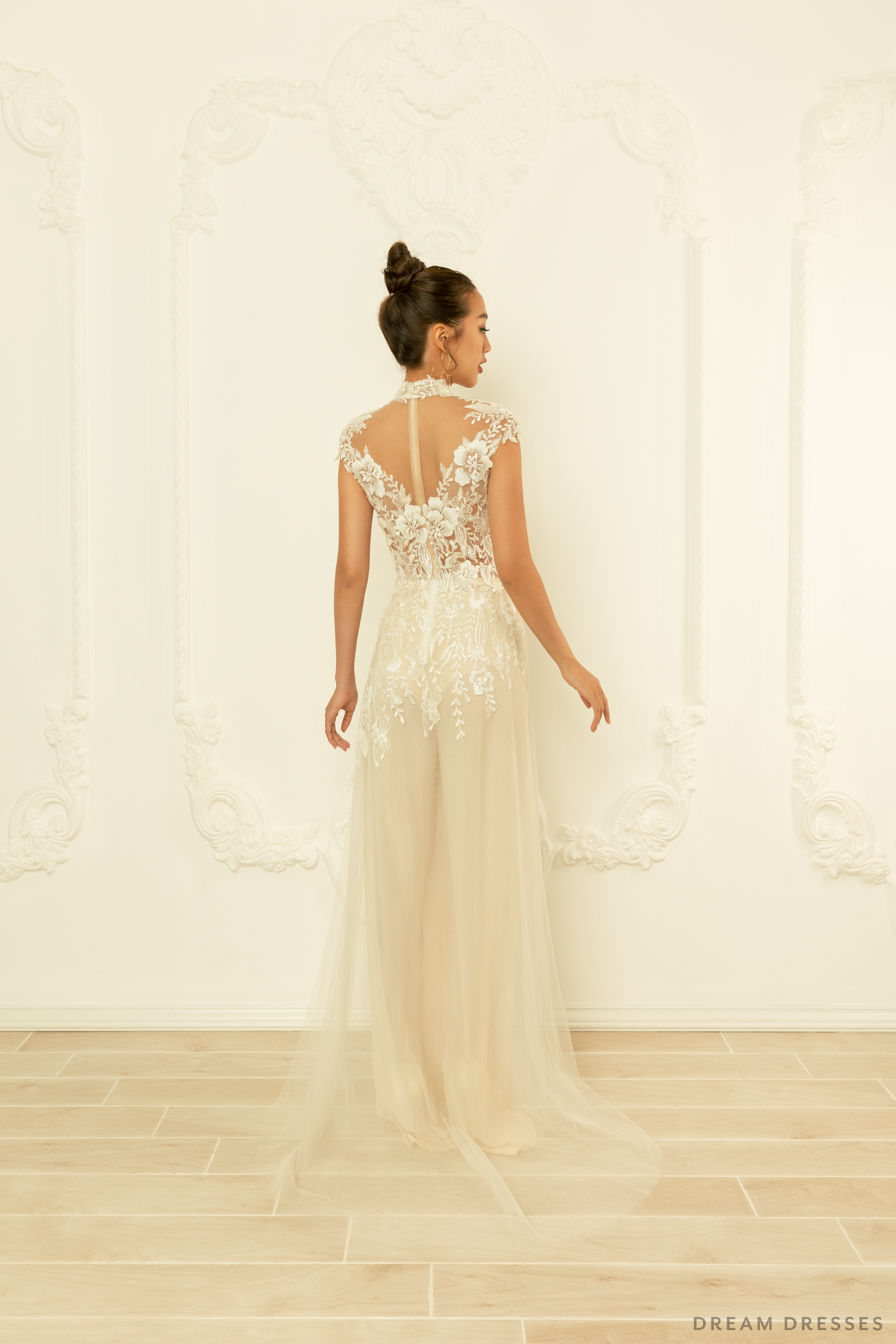 White Bridal Ao Dai | Modern Vietnamese Bridal Dress (#MEADOW) - Dream Dresses by P.M.N.