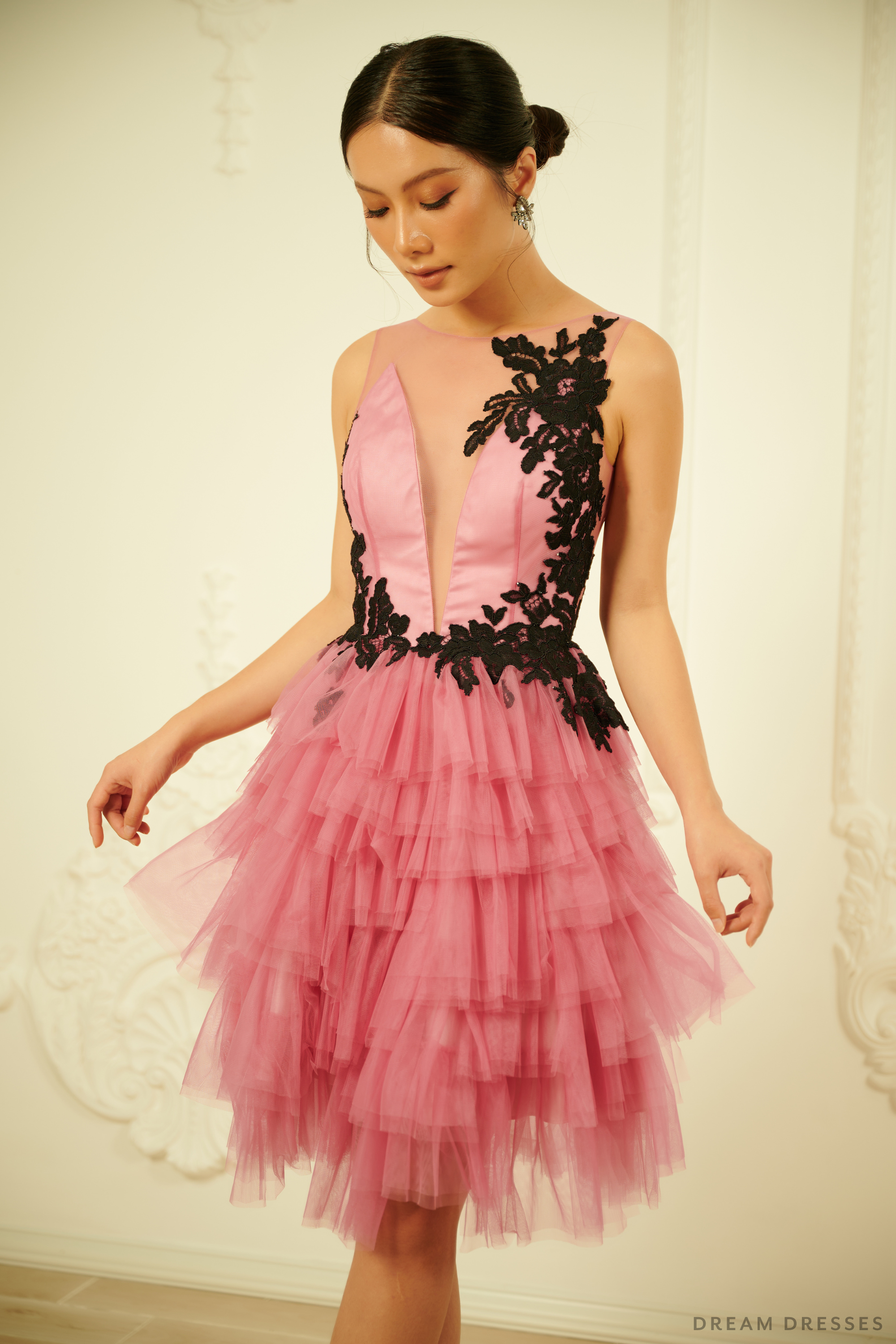 Pink Ruffle Cocktail Dress (#CRISTIANA)