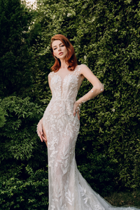 Couture Lace Wedding Dress with High Slit (#KRISTIN) - Dream Dresses by P.M.N.