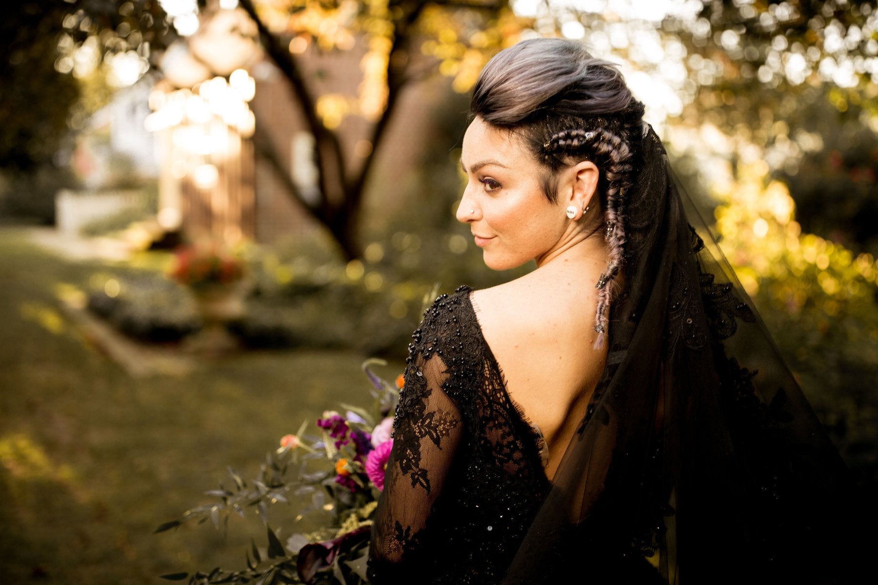 Black Cathedral Wedding Veil (#Galena)