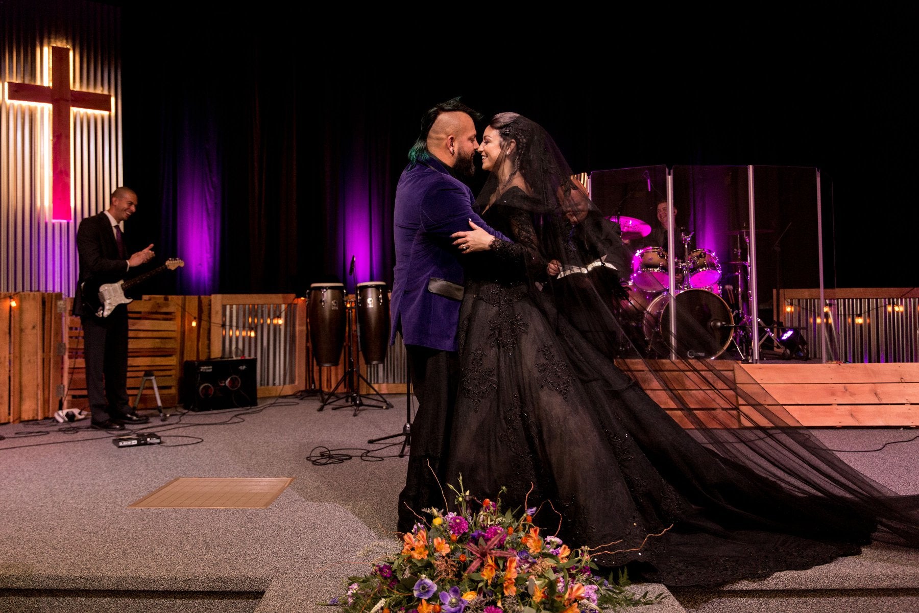 Black Cathedral Wedding Veil (#Galena)