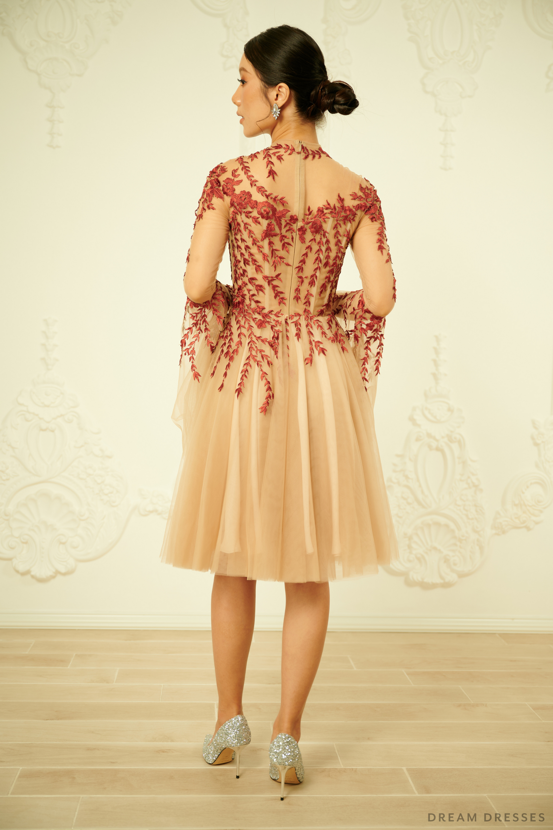 Red and Nude Couture Cocktail Dress (#Regina) - Dream Dresses by P.M.N.