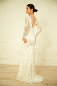 Long Sleeves Sheath Wedding Dress (#DOROTEA) - Dream Dresses by P.M.N.