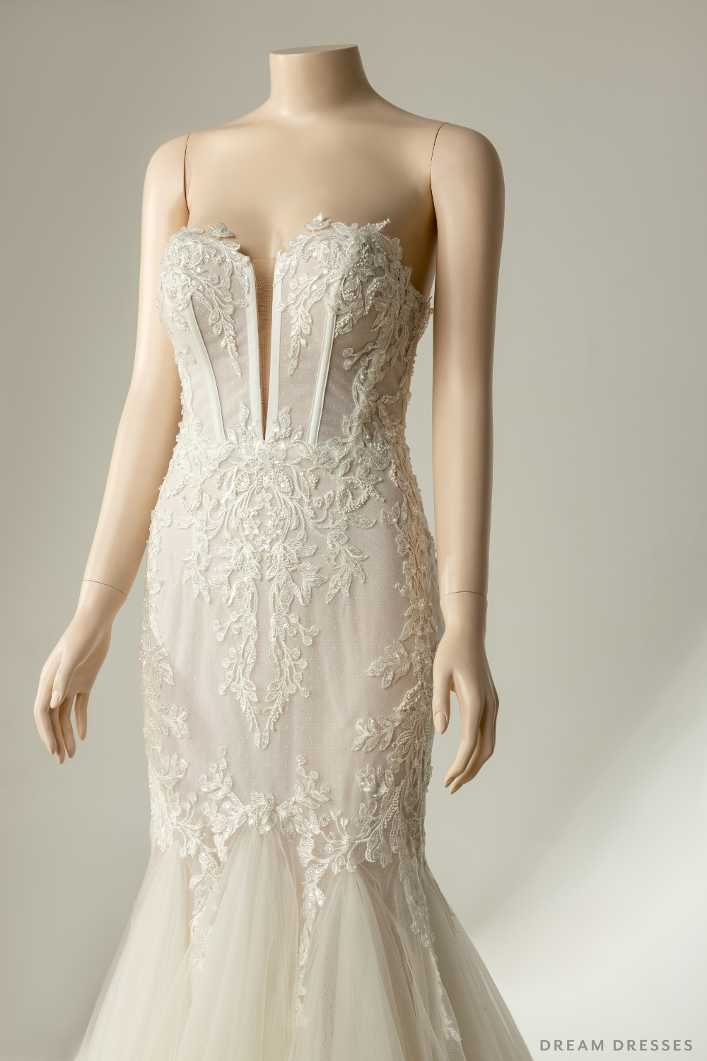 Couture Mermaid Wedding Dress with Sheer Back (#CALISTA) - Dream Dresses by P.M.N.
