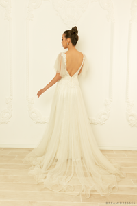 Tulle A-line Wedding Dress with Floral Lace (#NORAH) - Dream Dresses by P.M.N.