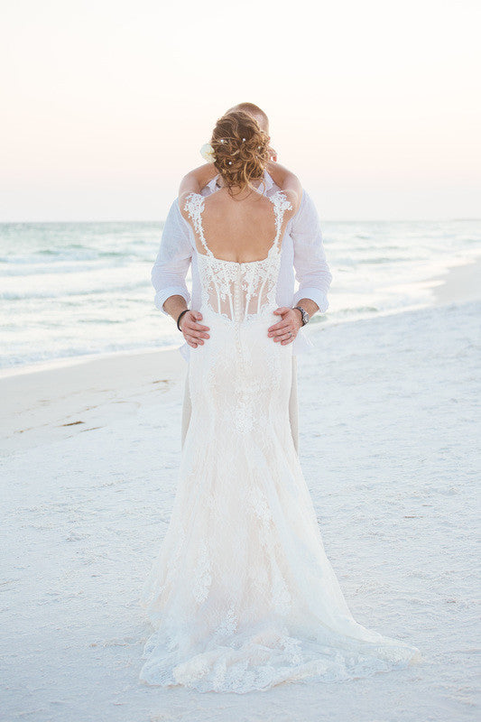 Couture Sheer Bodice Mermaid Wedding Dress (Style Nicole #PB239) - Dream Dresses by P.M.N
 - 4