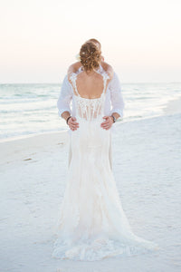 Couture Sheer Bodice Mermaid Wedding Dress (Style Nicole #PB239) - Dream Dresses by P.M.N
 - 4