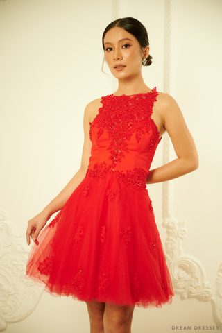 Mini Red Couture Dress (#VANESSA)