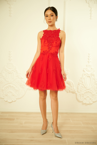 Mini Red Couture Dress (#VANESSA) - Dream Dresses by P.M.N.