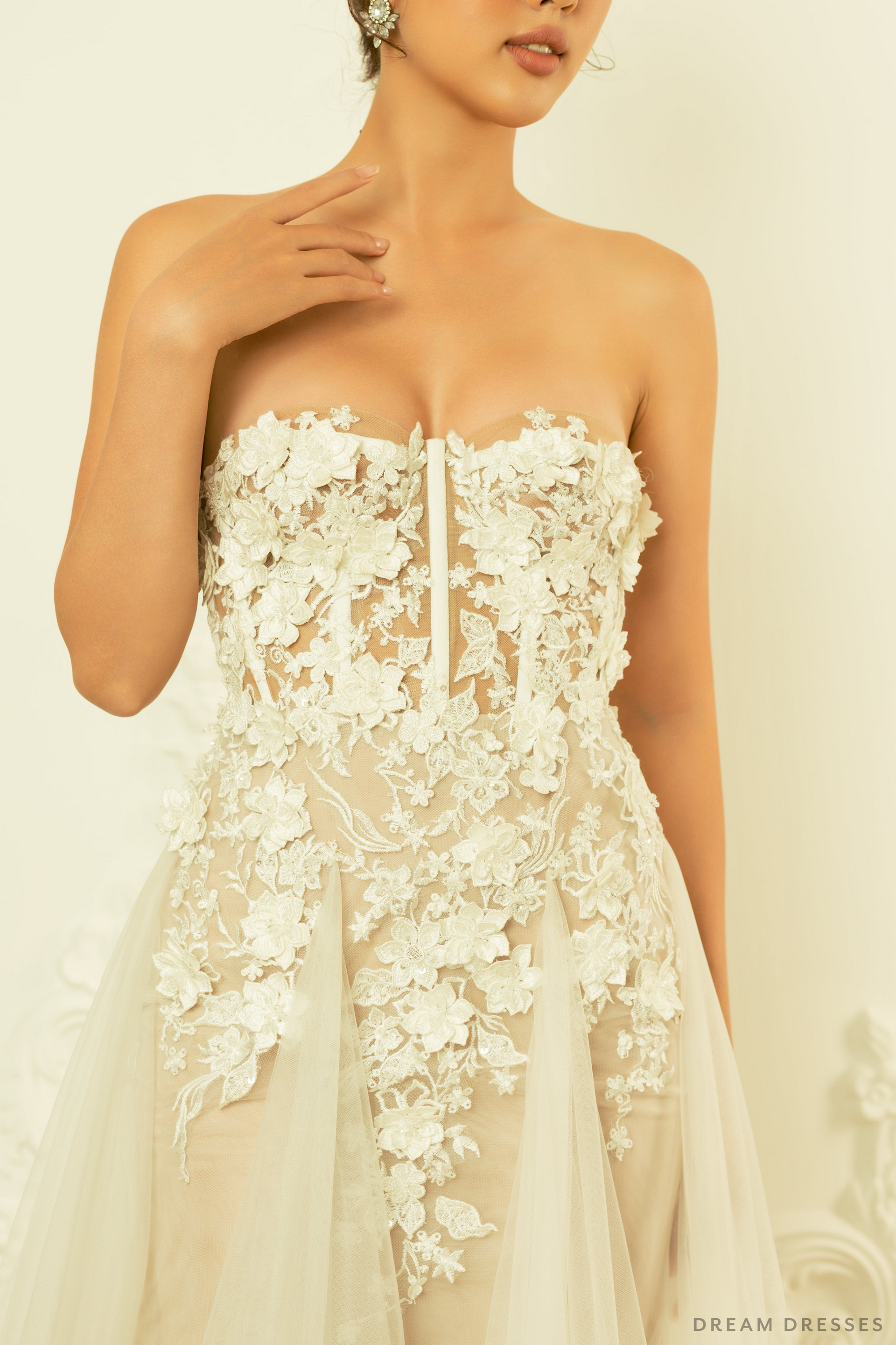 Lace Strapless Wedding Gown (#MIA) - Dream Dresses by P.M.N.