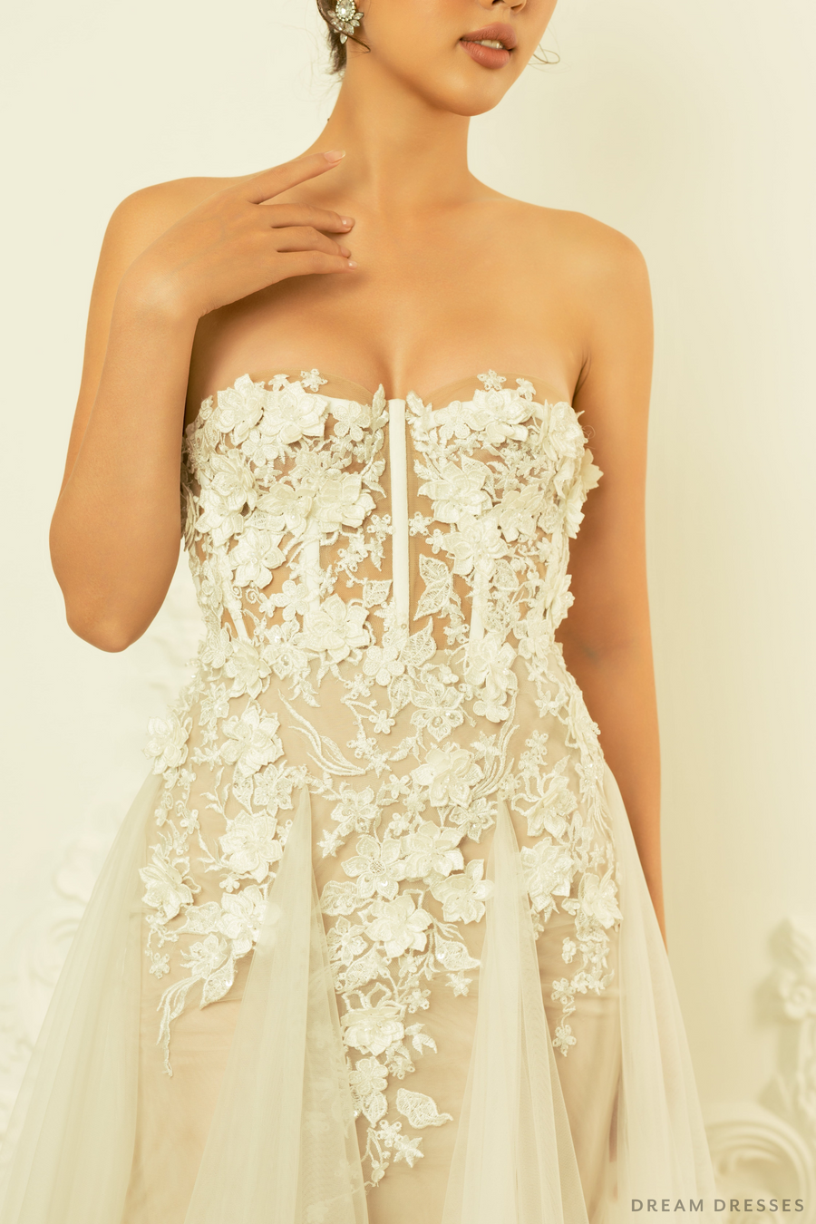 Lace Strapless Wedding Gown (#MIA) - Dream Dresses by P.M.N.