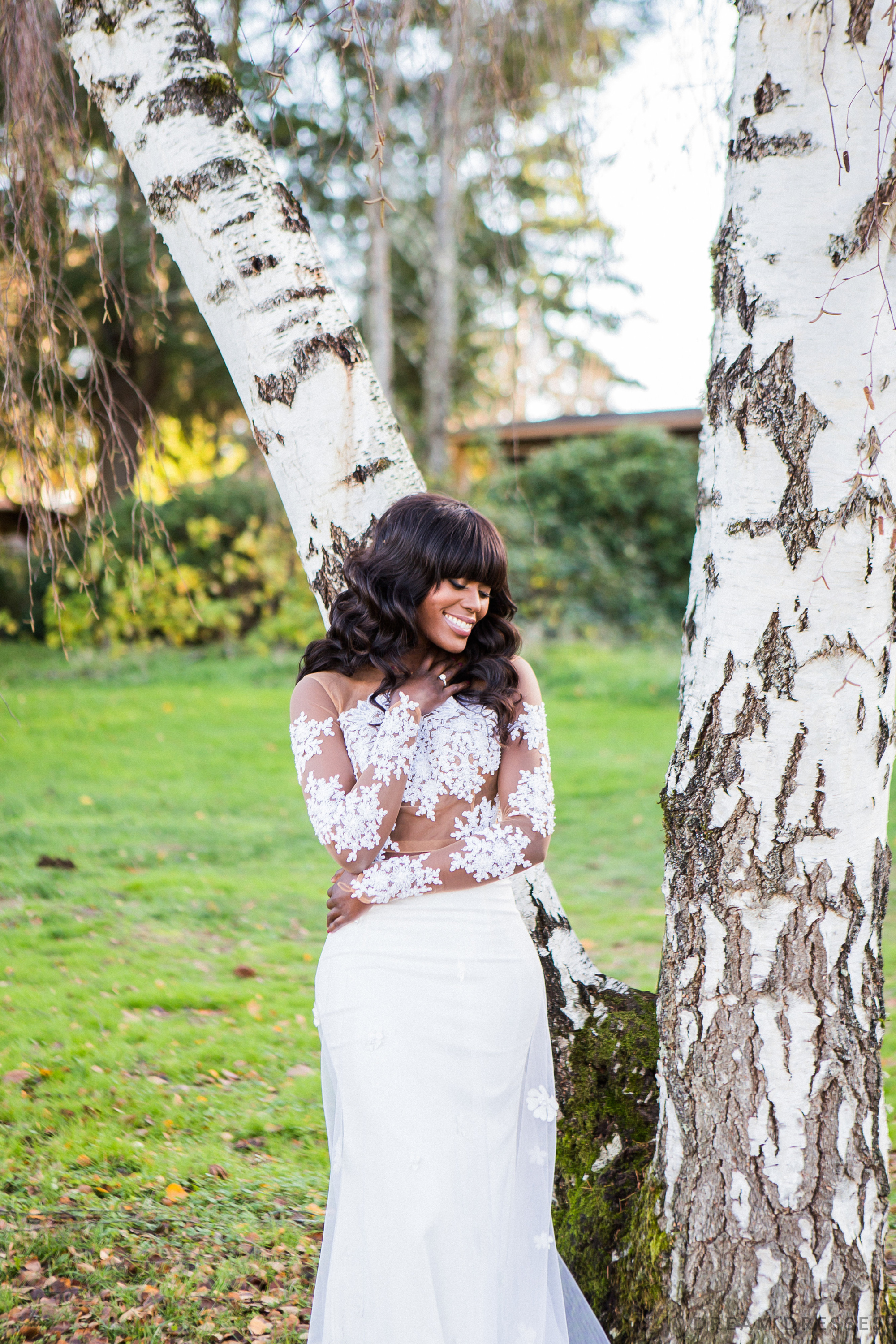 Nude Tulle Bridal Crop Top with White Lace (#MARENA)