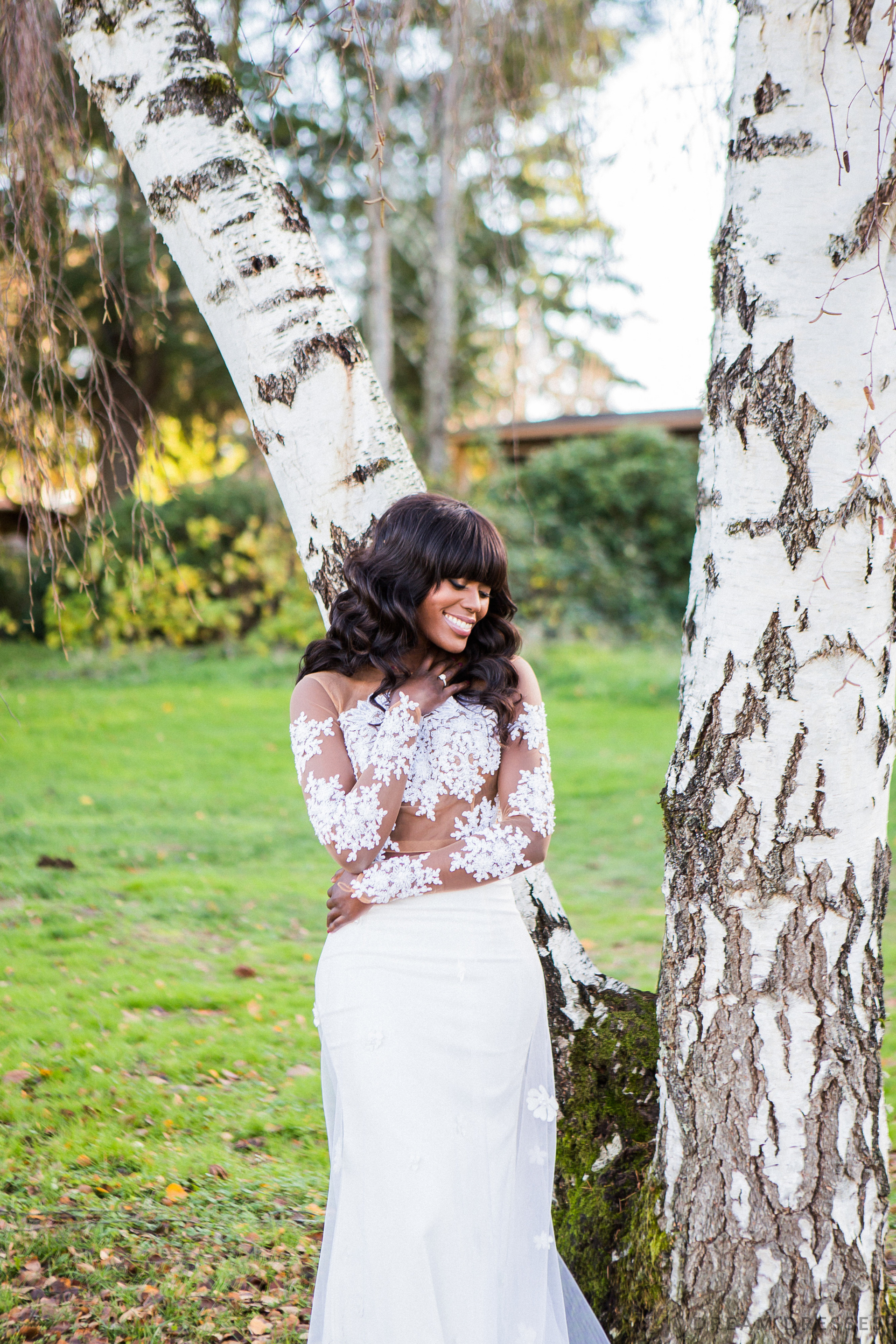Nude Tulle Bridal Crop Top with White Lace (#MARENA) - Dream Dresses by P.M.N.