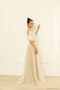 High Fashion Wedding Dress with High Slit (#FRANKIE) - Dream Dresses by P.M.N.