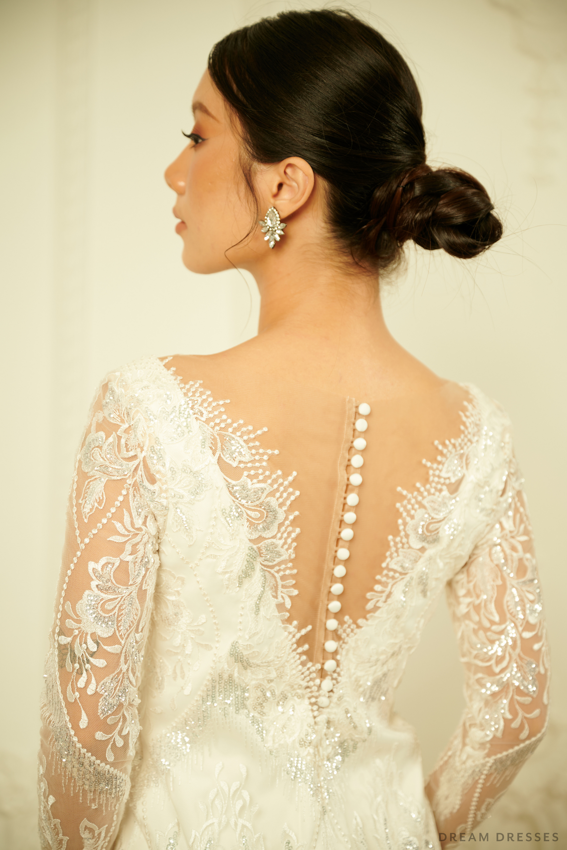 Long Sleeves Sheath Wedding Dress (#DOROTEA) - Dream Dresses by P.M.N.