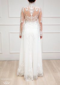 White Bridal Ao Dai | Modern Vietnamese Lace Bridal Dress (#YVONNE) - Dream Dresses by P.M.N.