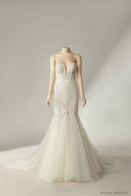 Couture Mermaid Wedding Dress with Sheer Back (#CALISTA) - Dream Dresses by P.M.N.