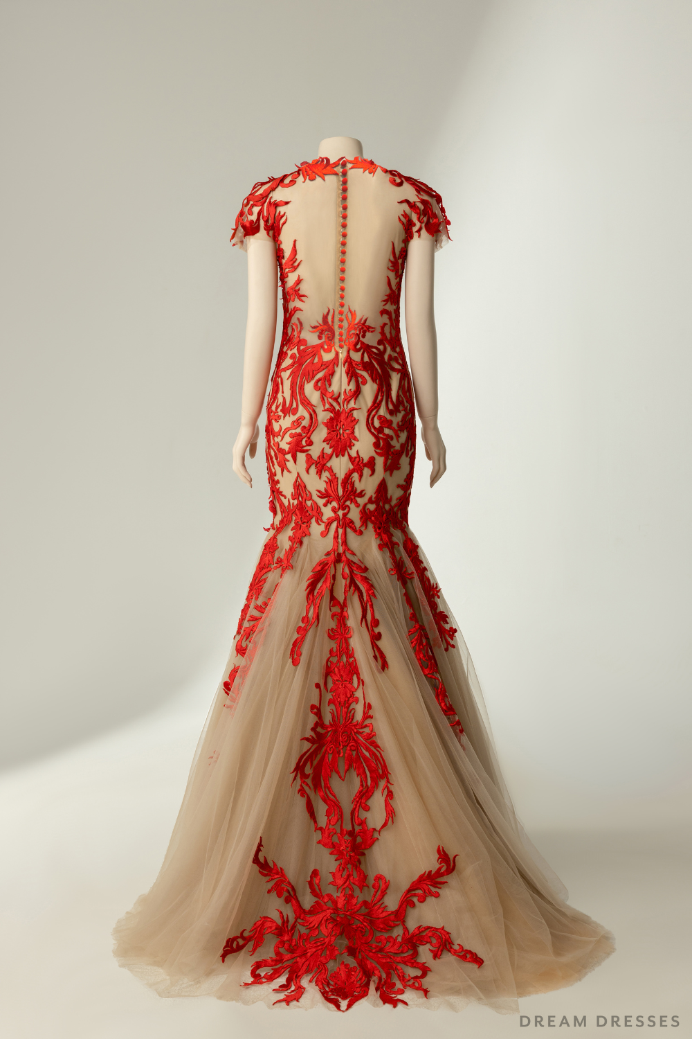 Couture Red Mermaid Wedding Gown with Embroidery (#ERINA)